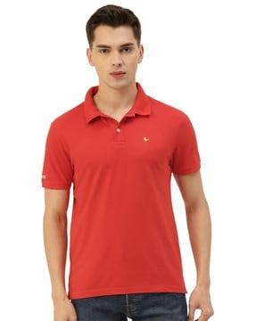 men regular fit polo t-shirt with ribbed collar