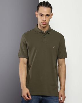 men regular fit polo t-shirt with ribbed collar