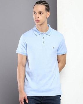 men regular fit polo t-shirt with ribbed collar