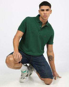 men regular fit polo t-shirt with ribbed collar