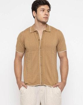 men regular fit polo t-shirt with ribbed hem