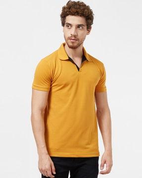 men regular fit polo t-shirt with ribbed hem