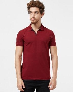 men regular fit polo t-shirt with ribbed hem