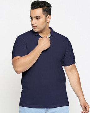 men regular fit polo t-shirt with ribbed hem