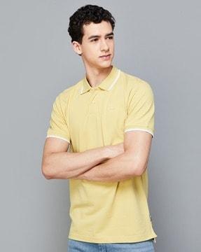 men regular fit polo t-shirt with ribbed hem