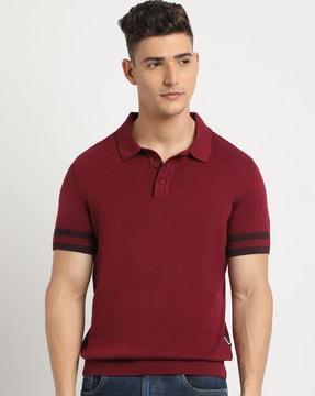 men regular fit polo t-shirt with ribbed hem