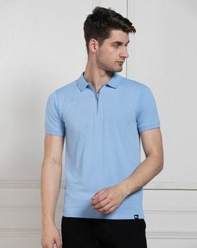 men regular fit polo t-shirt with ribbed hem