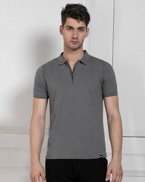 men regular fit polo t-shirt with ribbed hem