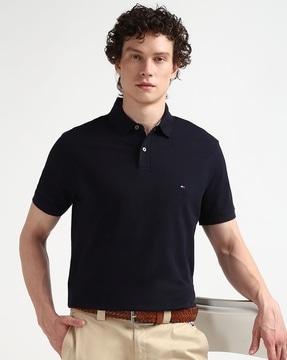 men regular fit polo t-shirt with ribbed hem