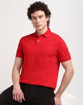 men regular fit polo t-shirt with ribbed hem