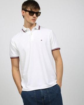 men regular fit polo t-shirt with ribbed hem