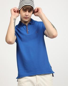 men regular fit polo t-shirt with ribbed hem