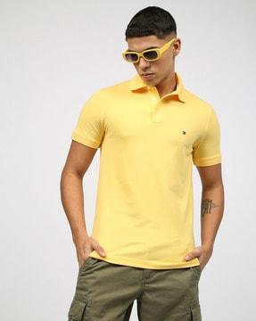 men regular fit polo t-shirt with ribbed hem