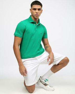 men regular fit polo t-shirt with ribbed hem