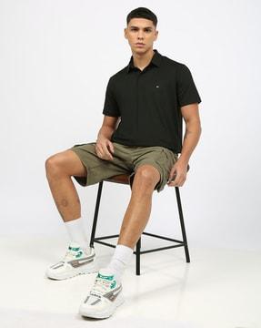 men regular fit polo t-shirt with ribbed hem