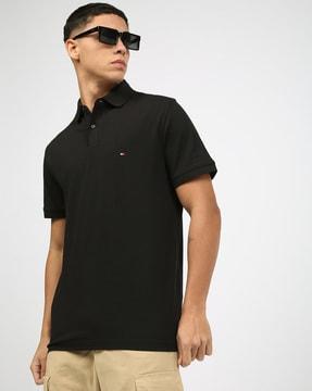 men regular fit polo t-shirt with ribbed hem