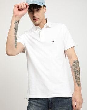 men regular fit polo t-shirt with ribbed hem