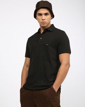 men regular fit polo t-shirt with ribbed hem