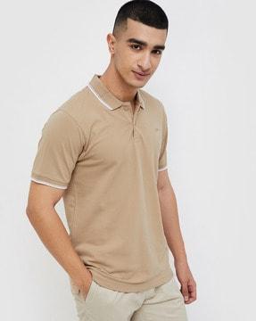 men regular fit polo t-shirt with ribbed hem