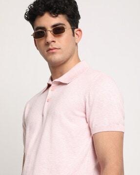 men regular fit polo t-shirt with ribbed sleeves