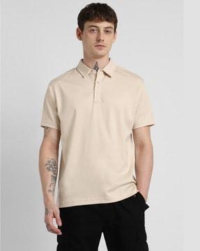 men regular fit polo t-shirt with spread collar