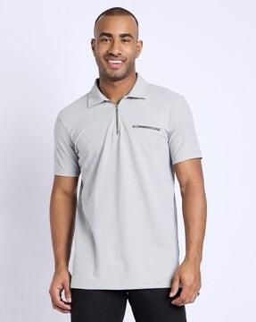 men regular fit polo t-shirt with zipper pocket