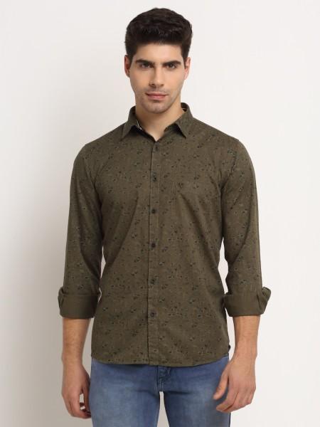 men regular fit printed casual shirt