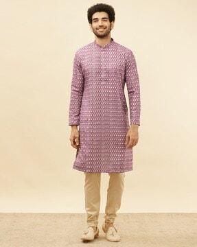 men regular fit printed long kurta