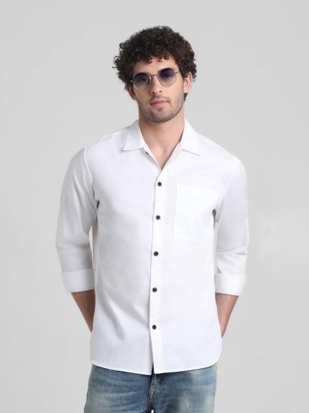 men regular fit printed spread collar casual shirt