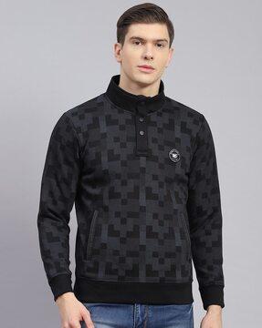 men regular fit printed turtle-neck sweatshirt