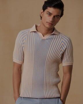 men regular fit ribbed polo t-shirt