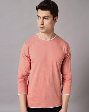 men regular fit round-neck t-shirt with contrast piping