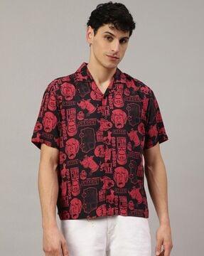 men regular fit scooby-doo printed knitted shirt