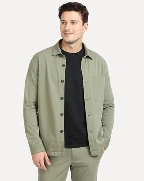 men regular fit shacket with patch pocket