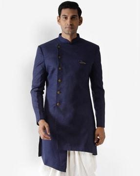 men regular fit sherwani with welt pocket