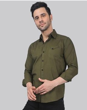 men regular fit shirt with button-down collar