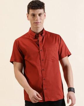 men regular fit shirt with button-down collar