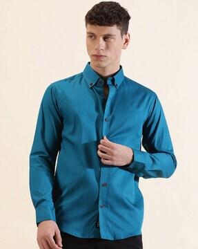 men regular fit shirt with button-down collar