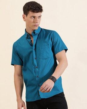 men regular fit shirt with button-down collar