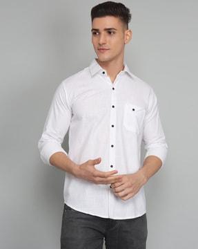 men regular fit shirt with buttoned flap pocket