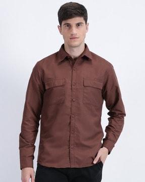 men regular fit shirt with cargo pockets