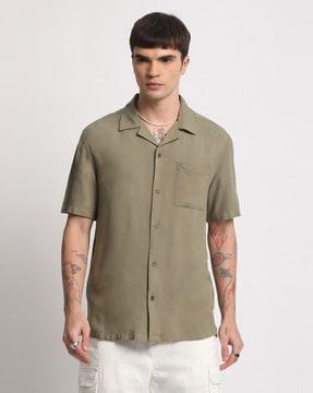 men regular fit shirt with cuban collar