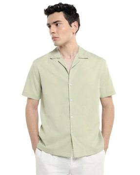 men regular fit shirt with cuban-collar
