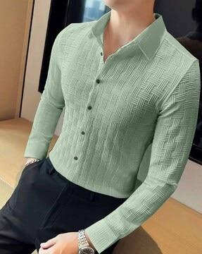 men regular fit shirt with cuban collar