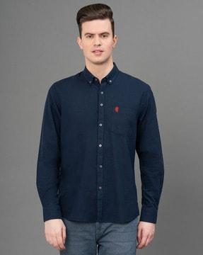 men regular fit shirt with cuffed sleeves