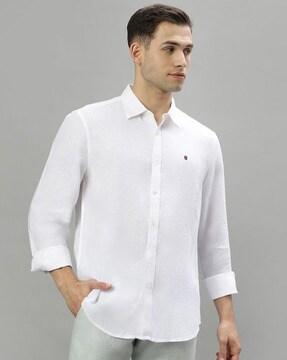 men regular fit shirt with cuffed sleeves