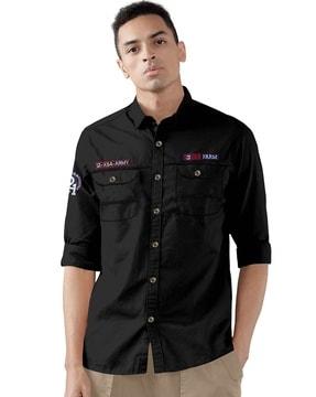 men regular fit shirt with flap pockets