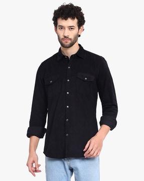 men regular fit shirt with flap pockets