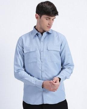 men regular fit shirt with flap pockets