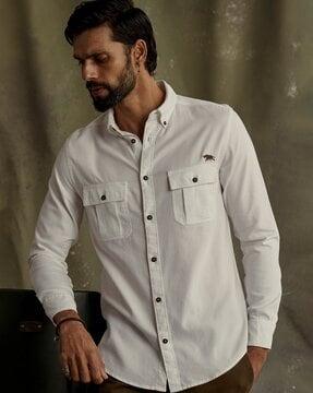 men regular fit shirt with flap pockets